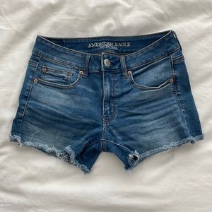 American eagle medium wash jean shorts